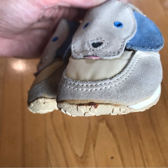 Vintage baby zoo shoes baby puppy dog sneakers tan blue yellow boys size 1 - Picture 12 of 13